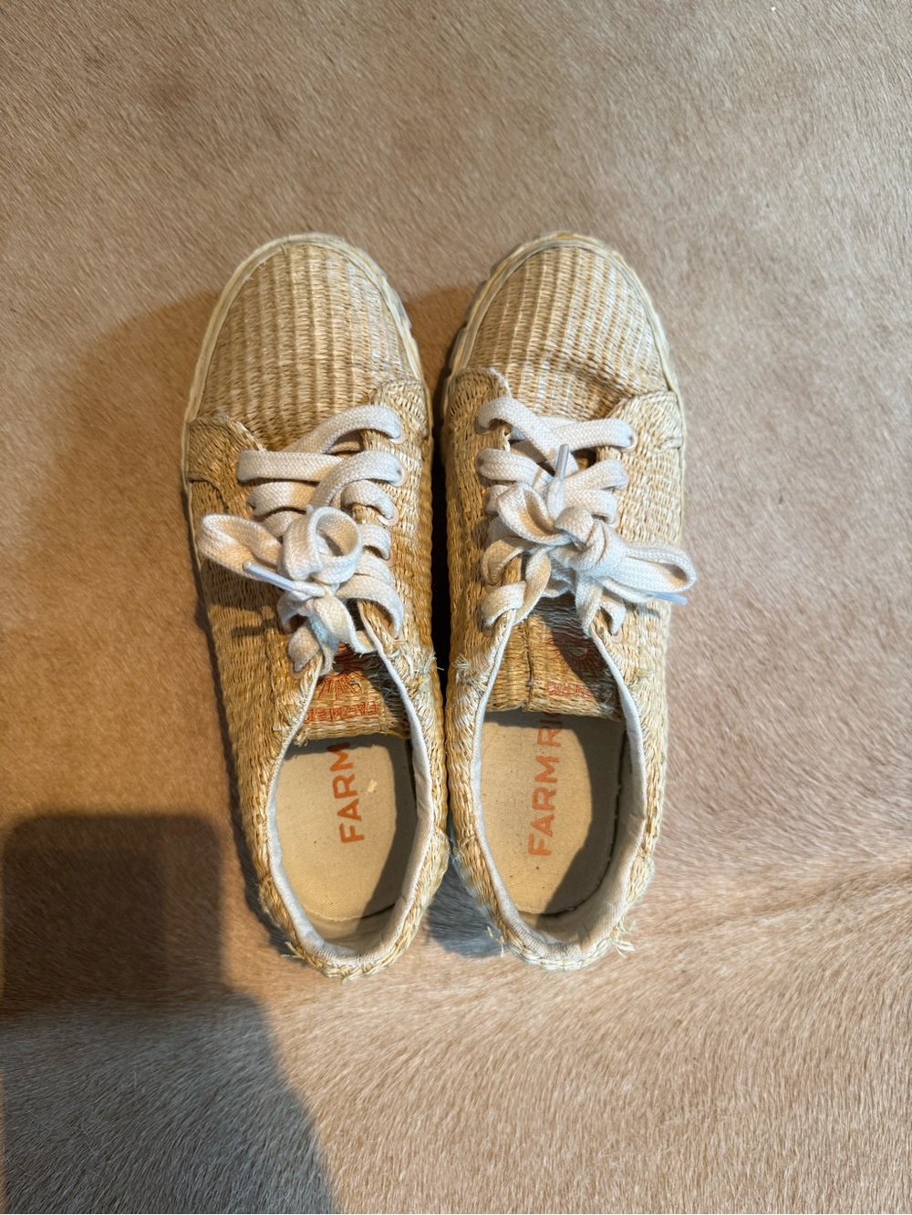 FARM Rio Kids Natural Cream Woven Lace-Up Sneakers